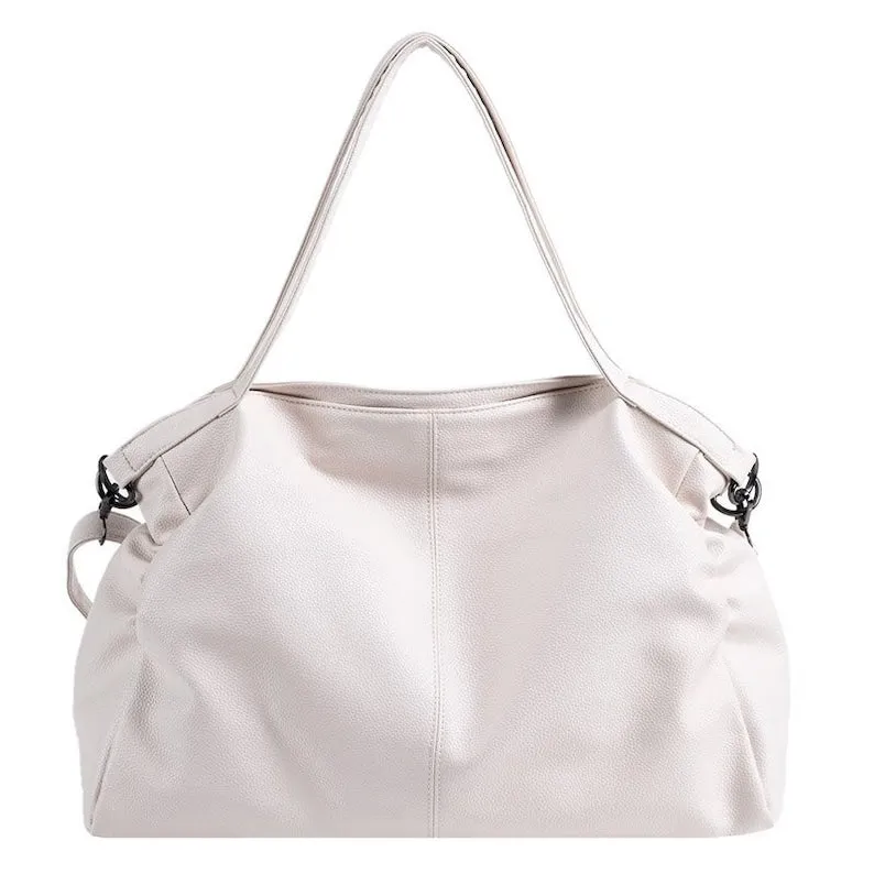 Large Shopper Bag Solid Color Quality Soft Leather