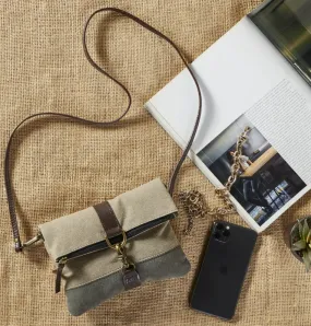 Latch Hook Canvas Crossbody Bag in Stone