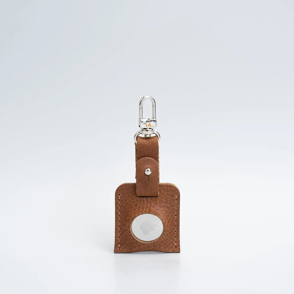 Leather AirTag bag charm with carabiner