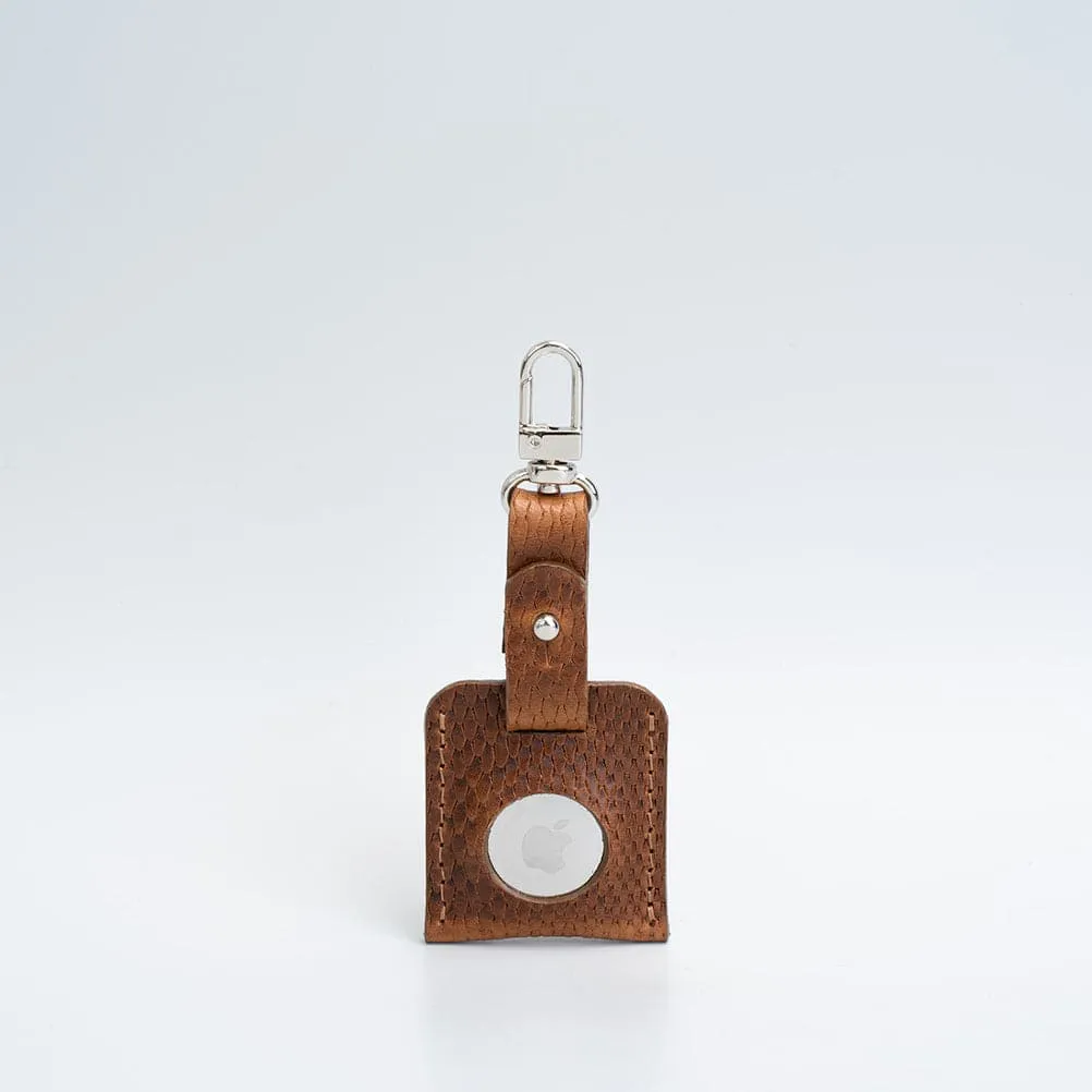 Leather AirTag bag charm with carabiner