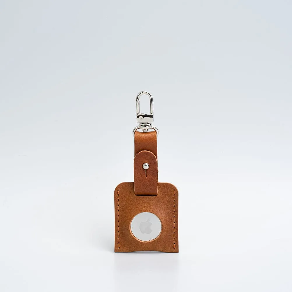 Leather AirTag bag charm with carabiner