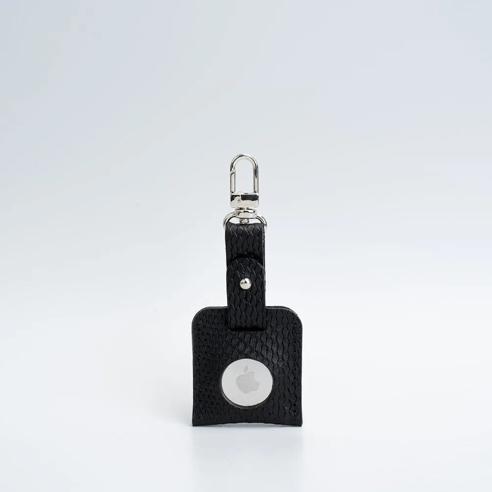 Leather AirTag bag charm with carabiner
