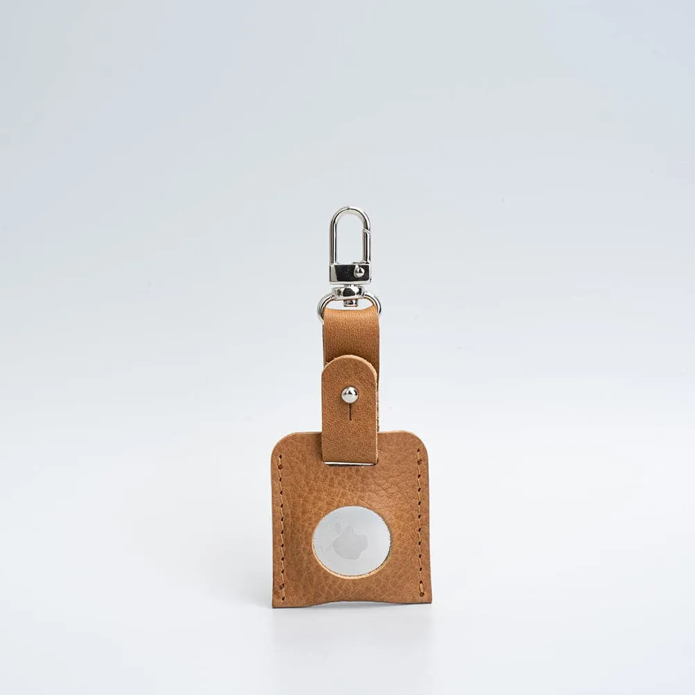 Leather AirTag bag charm with carabiner