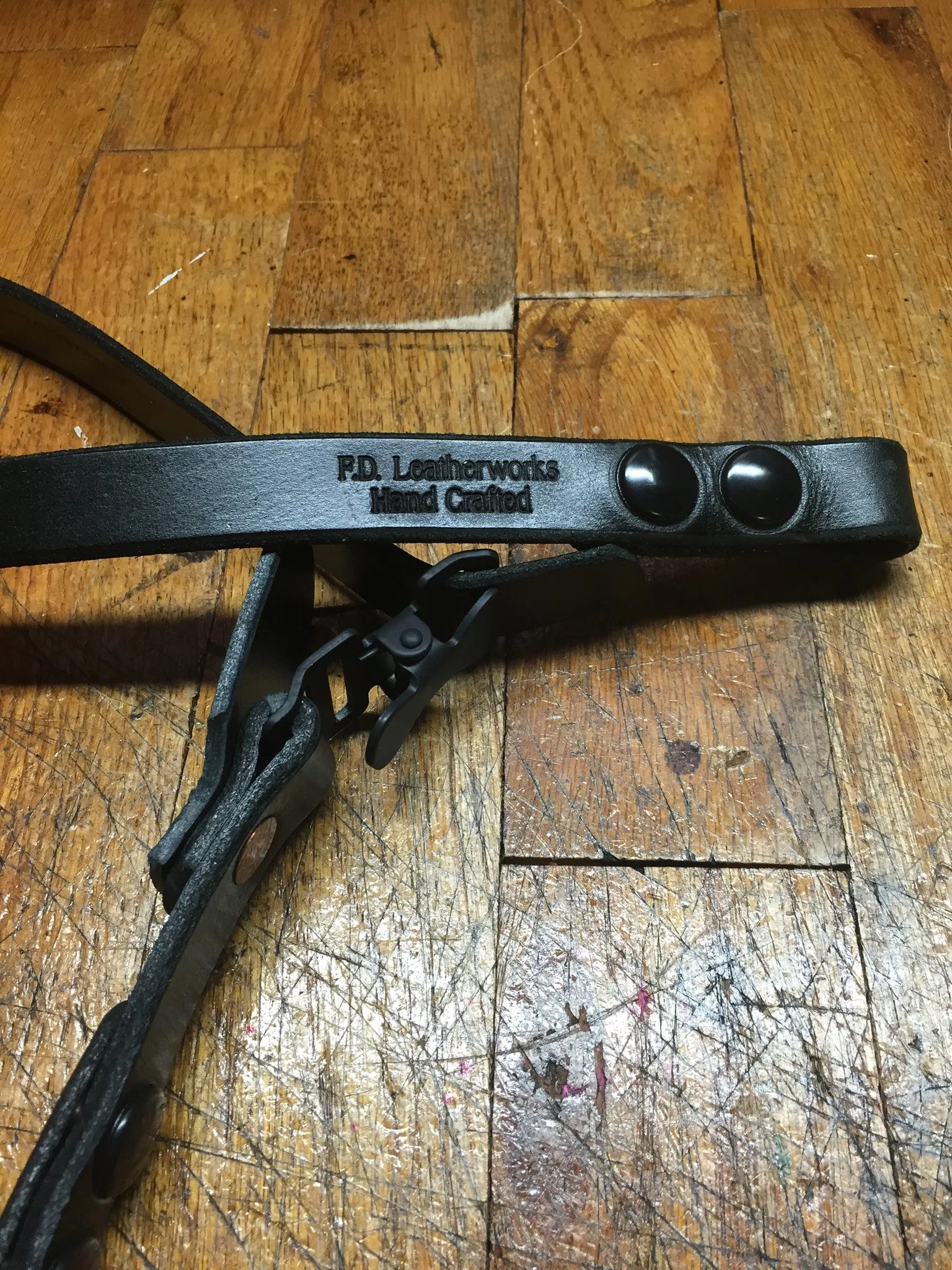 Leather Helmet Chin Strap / Black / SNAPS