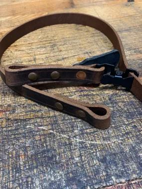 Leather Helmet Chin Strap / Buffalo Brown / SCREWS