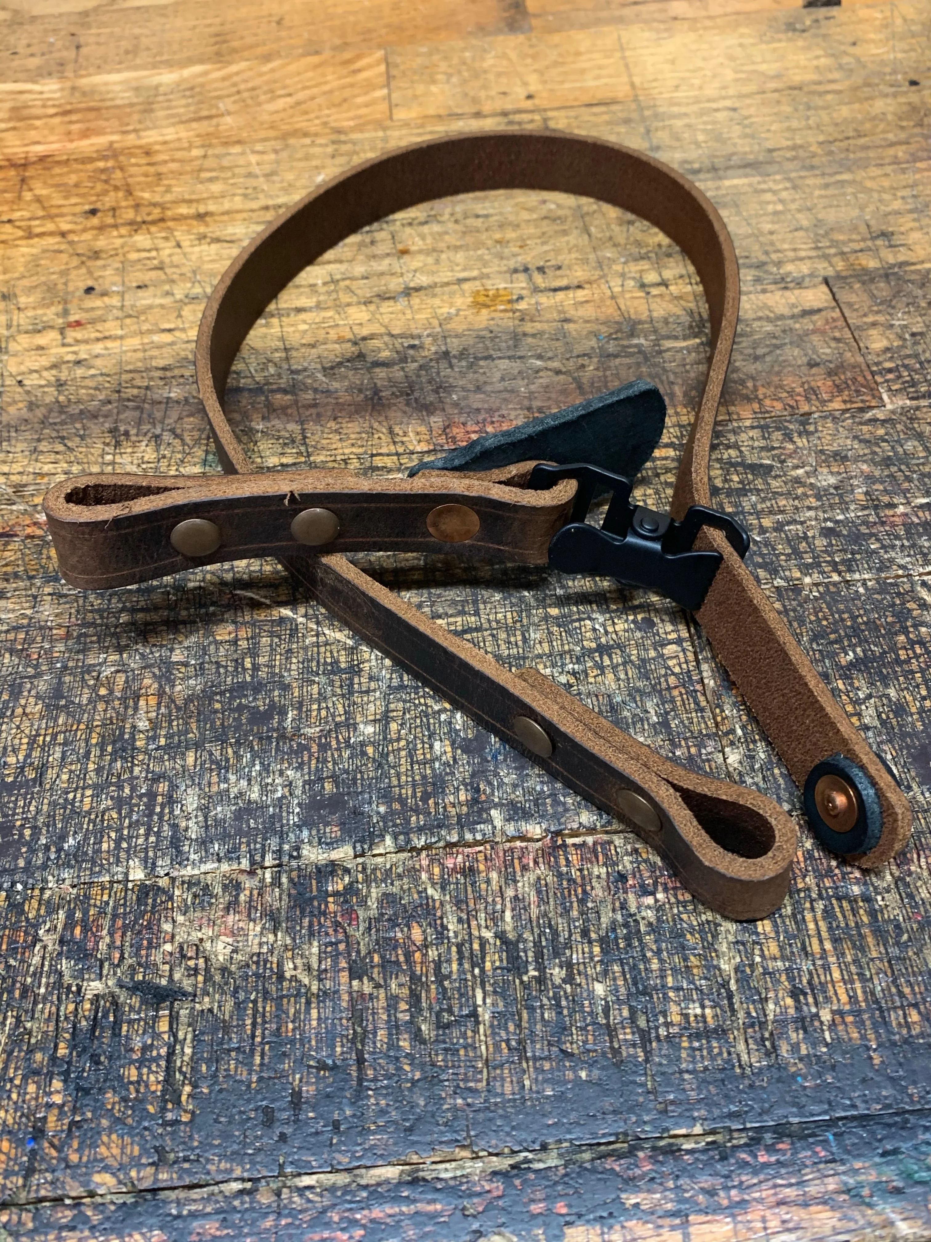 Leather Helmet Chin Strap / Buffalo Brown / SCREWS