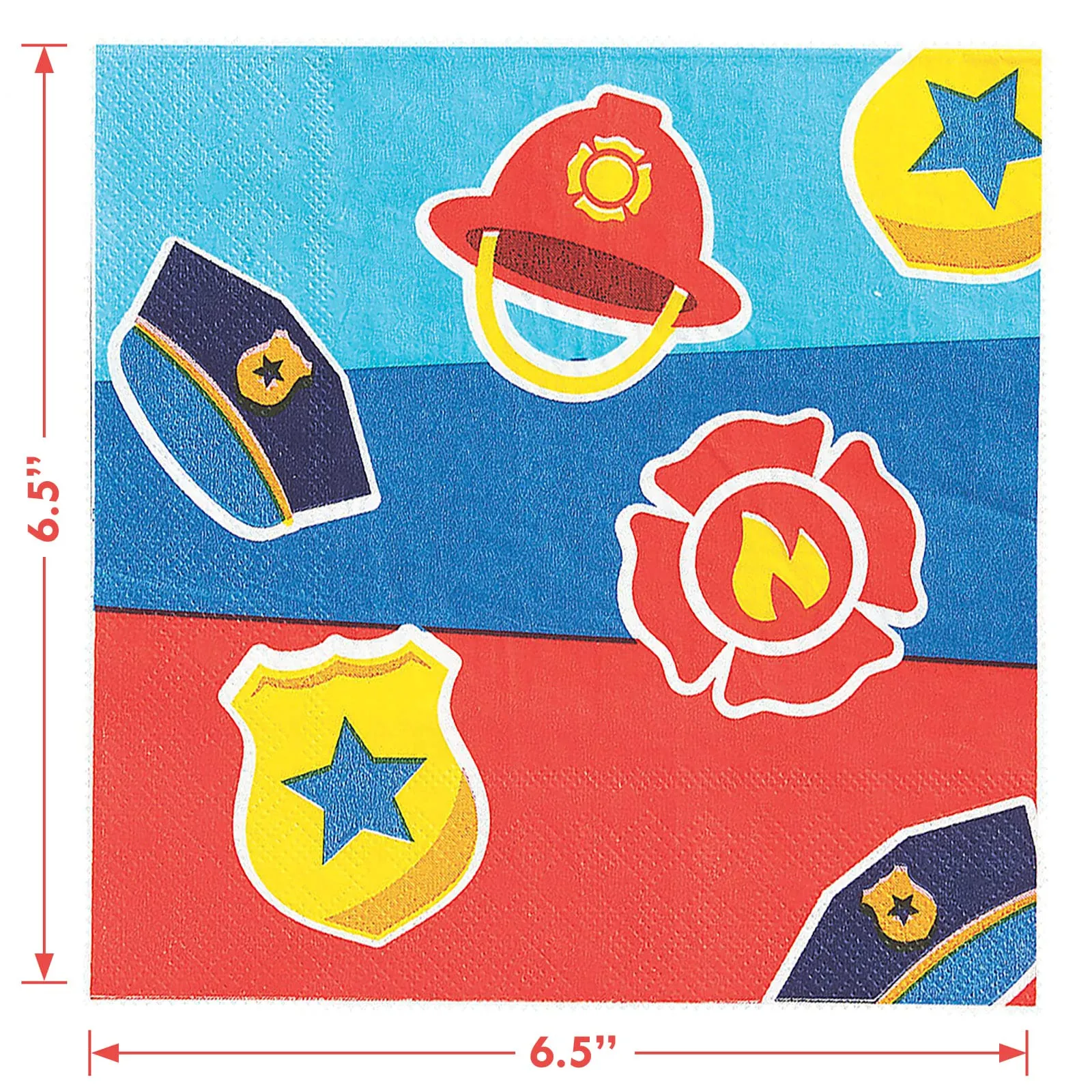Little Hero Party To the Rescue Firefighter and Police Square Paper Dinner Plates and Napkins (Serves 16)