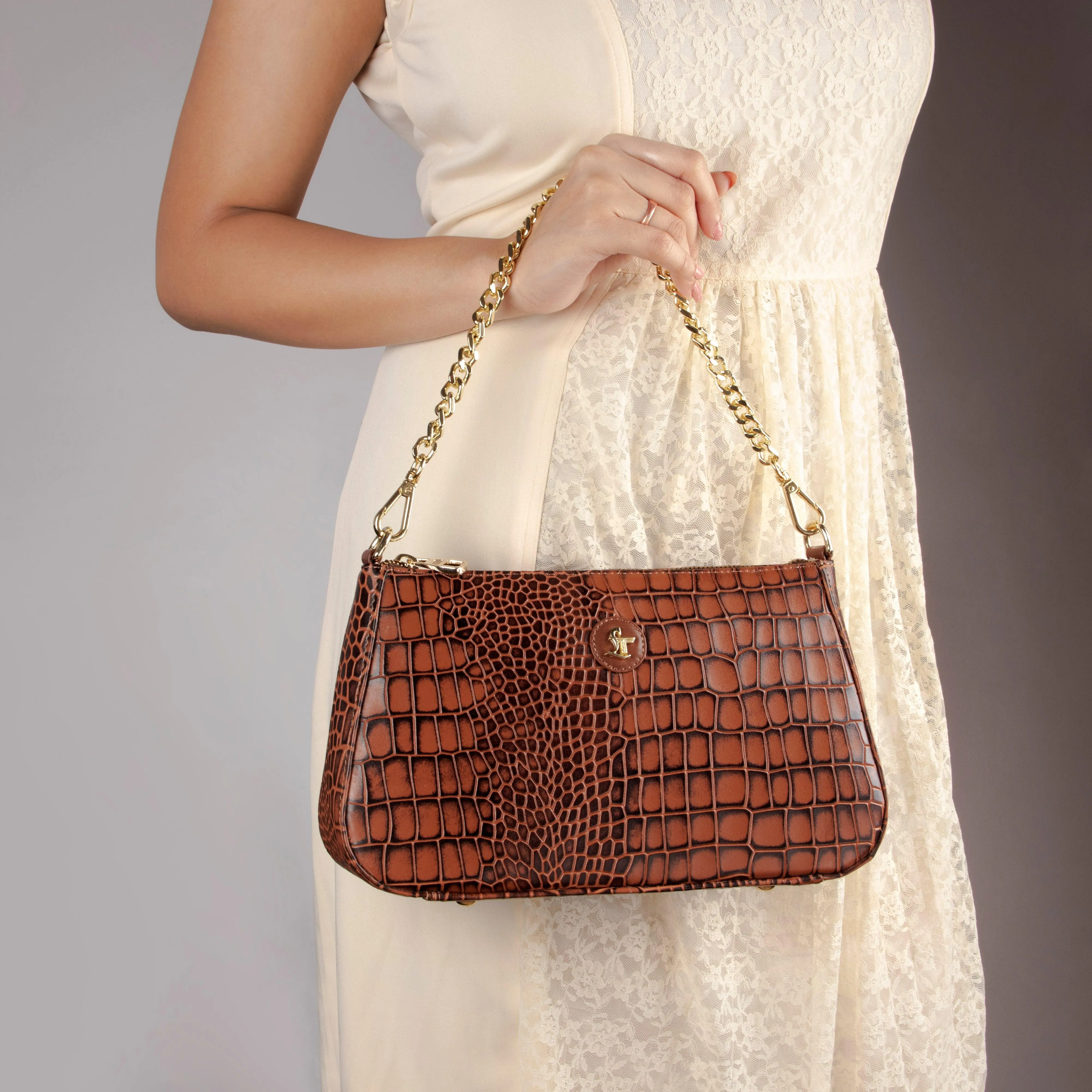 Lucia Leather Sling Bags For Women | 100% Genuine Leather | With Metal Chain | Lifetime Warranty