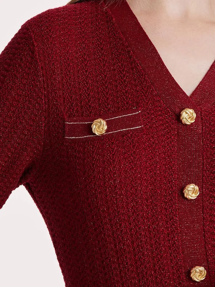 Machine Washable Wool V-Neck Knit Dress