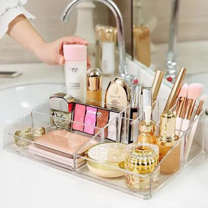 Makeup Organizer Box Plastic Storage Box Desk Bathroom Cosmetic Storage Case Cosmetic Storage Rack
