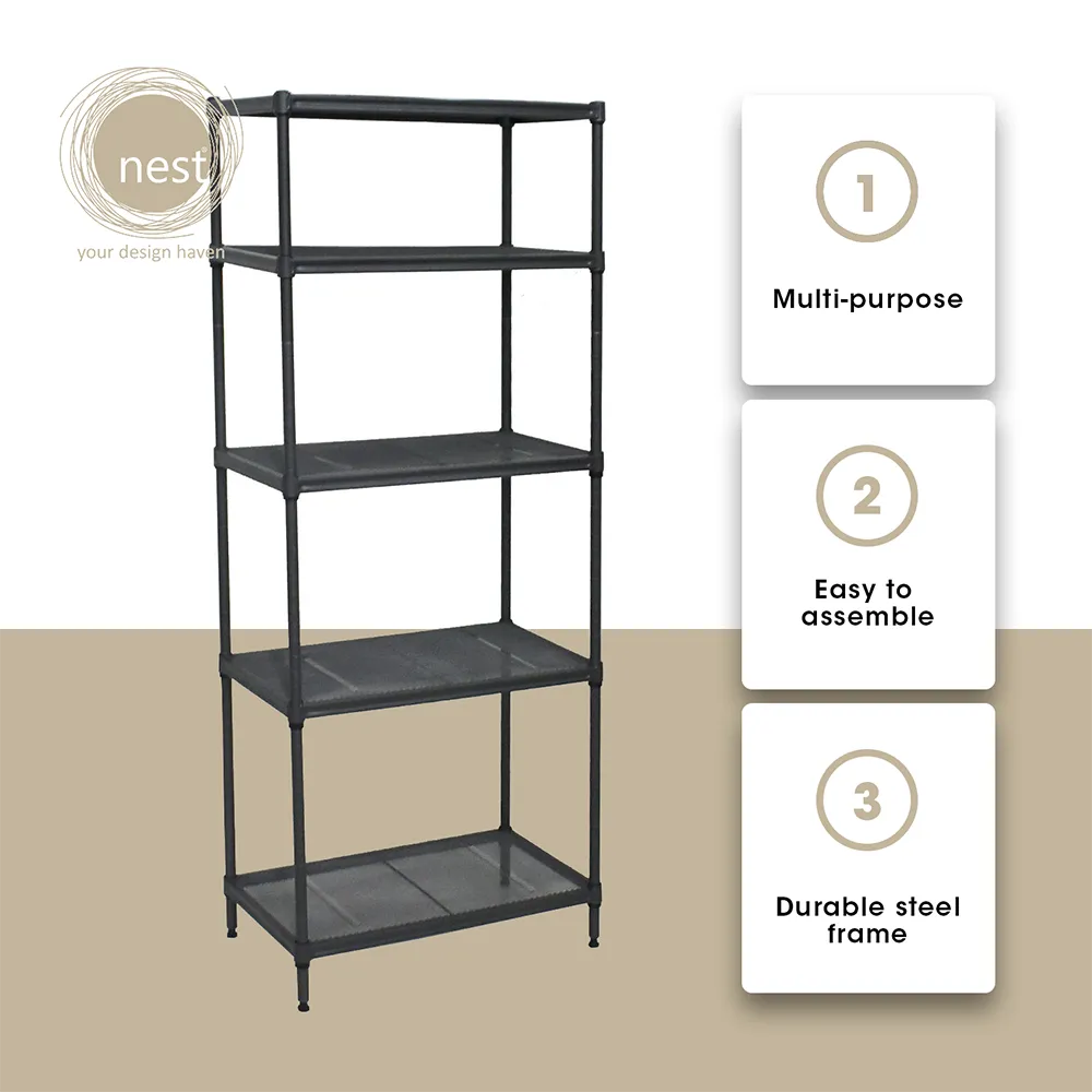 Nest Design Lab Premium Mini Steel Rack Black 5 Layer