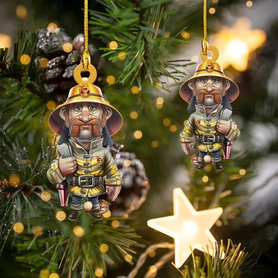 Old Firefighter Christmas Ornament for Old Firefighter, Gift for Father Acrylic Firefighter Ornament