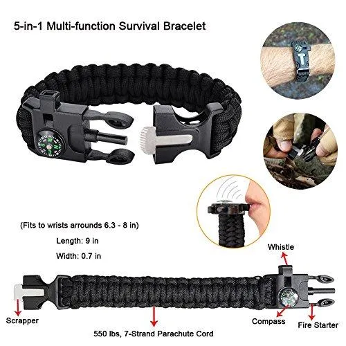 Outdoor Survival Tool Kit with Survival Bracelet
