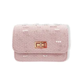 Pearls & Beads Tweed Purse -pink