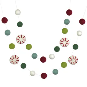 Peppermint Felt Christmas Garland- Vintage Muted Colors