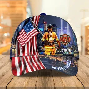 Personalized 4th of July Firefighter Cap 3D All Over Printed for Dad and Mom, Gift for Firefighter