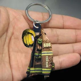 Personalized Driver Engineer Firefighter Keychain, Custom Name Flat Acrylic Keychain for Firefighter