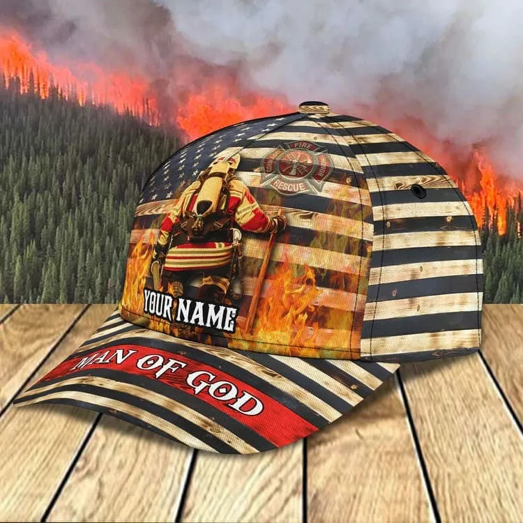 Personalized Eagle Firefighter 3D Baseball Cap American Flag Pattern Firefighter Hat