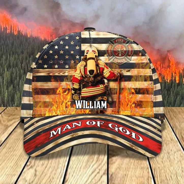 Personalized Eagle Firefighter 3D Baseball Cap American Flag Pattern Firefighter Hat