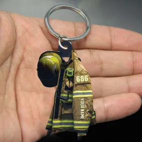 Personalized Firefighter Apprentice Keychain, Custom Name Flat Acrylic Keychain for Firefighter