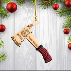 Personalized Firefighter Axes Custom Name Shape Wooden Ornament for Fireman