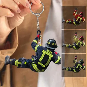 Personalized Firefighter Christmas -Two Sided Keychain Gift for Dad Firefighter Acrylic Flat Keychain