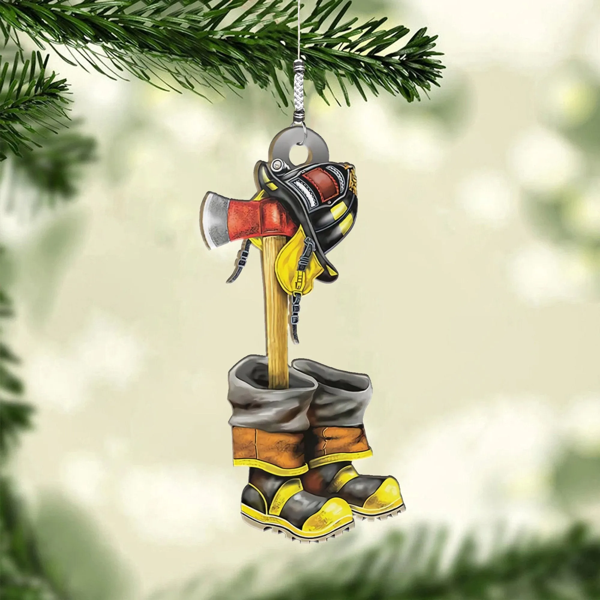Personalized Firefighter Christmas Uniform Set Ornaments, Christmas Gift for Firefighter