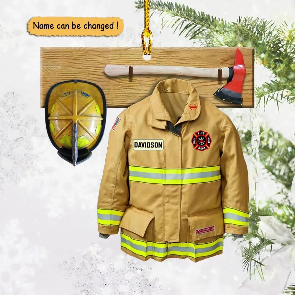 Personalized Firefighter Christmas Uniform Set Ornaments, Christmas Gift for Firefighter