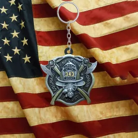 Personalized Firefighter Custom Number 2D Flat Acrylic Keychain for Firefighter