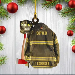Personalized Firefighter Ornament, Custom Acrylic Flat Firefighter Ornament for Him