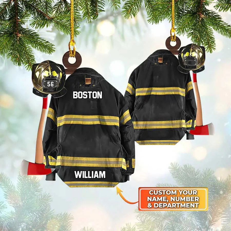 Personalized Firefighter Ornament, Custom Acrylic Flat Firefighter Ornament for Him