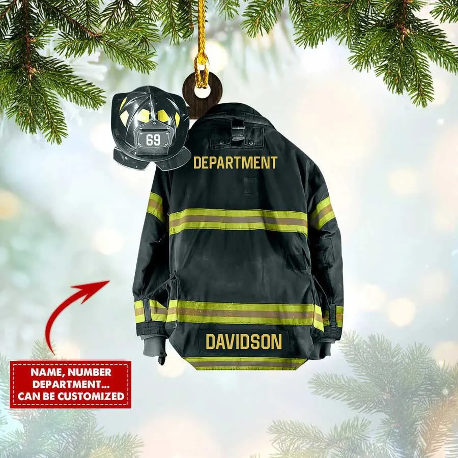 Personalized Firefighter Ornament, Custom Acrylic Flat Firefighter Ornament for Him