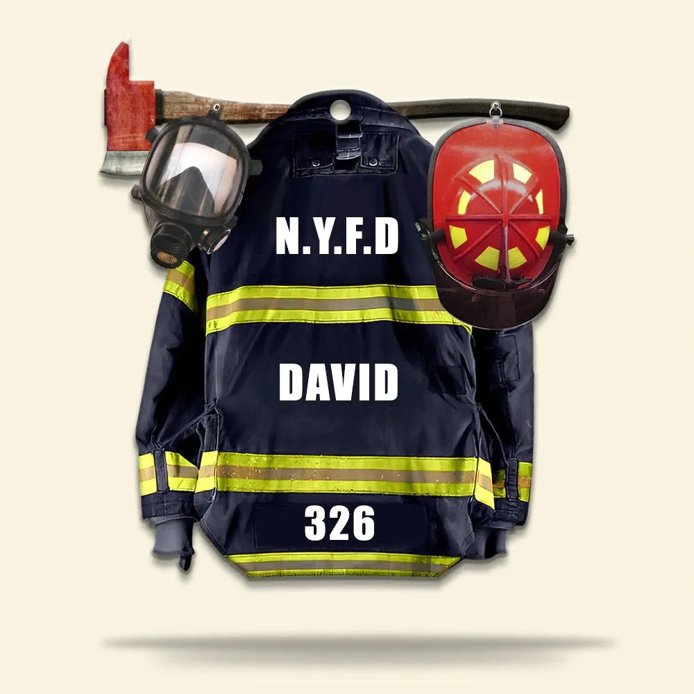 Personalized Firefighter Uniform Keychain - Custom Name & Number/Unit Acrylic Keychain for Dad Mom Firefighter