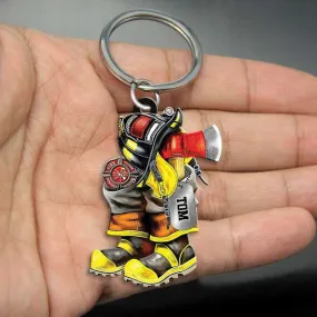 Personalized Keychain Gift For Firefighters Acrylic Keychain, Custom Name Flat Keychain for Firefighter