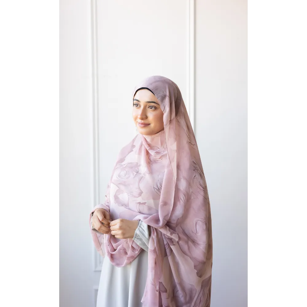 Printed Chiffon Hijab - Roses in the Garden