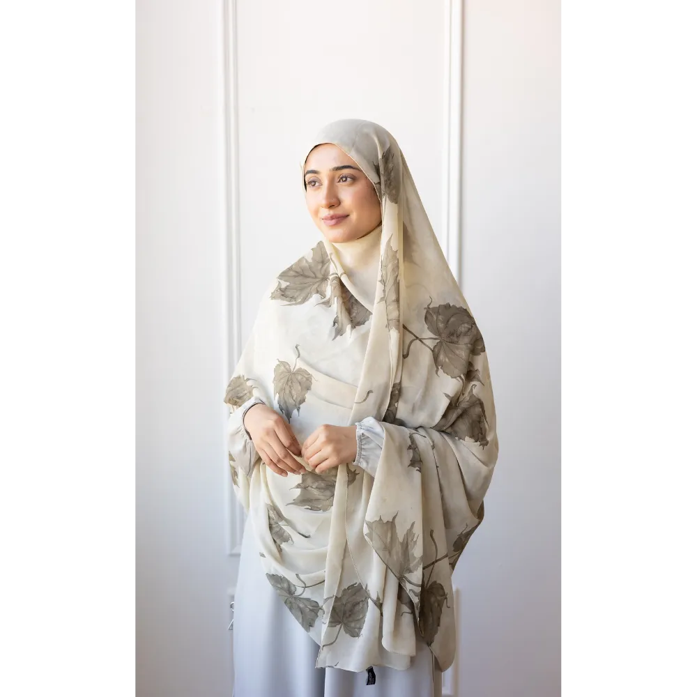 Printed Chiffon Hijab - Sage Leaf