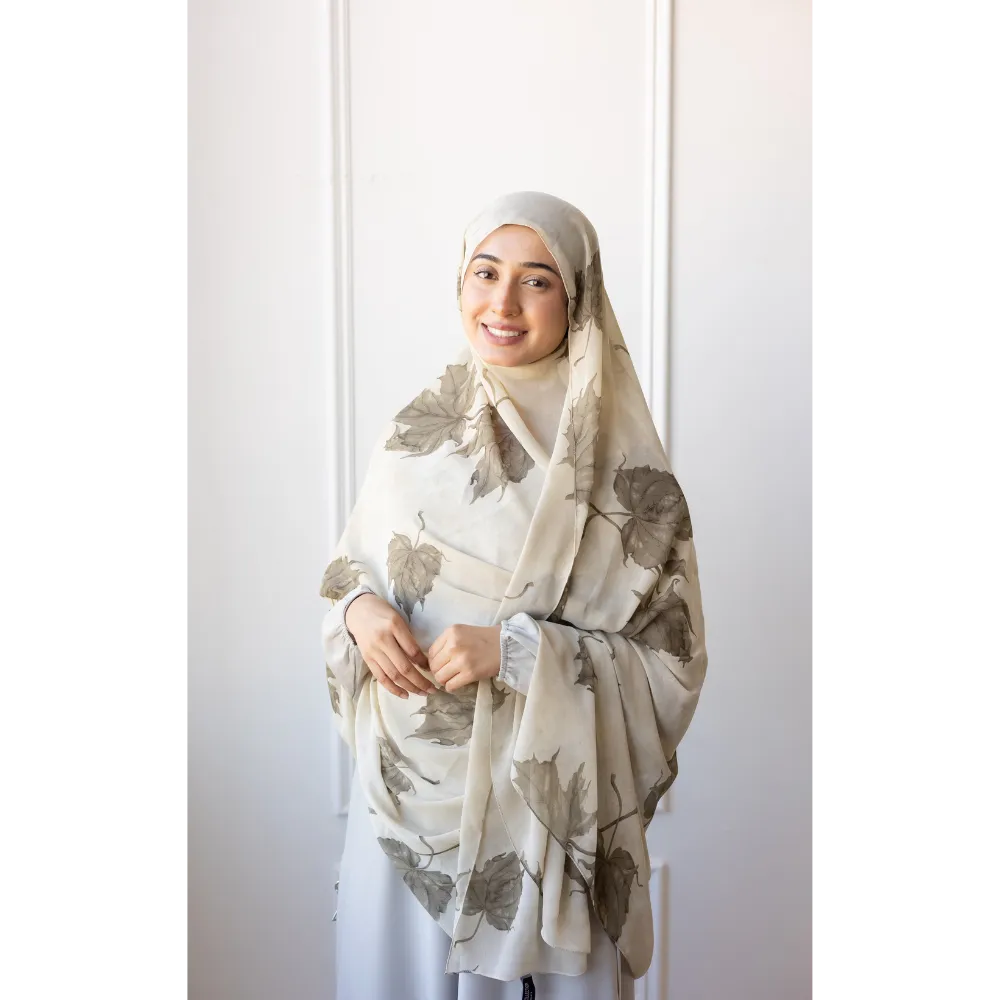Printed Chiffon Hijab - Sage Leaf