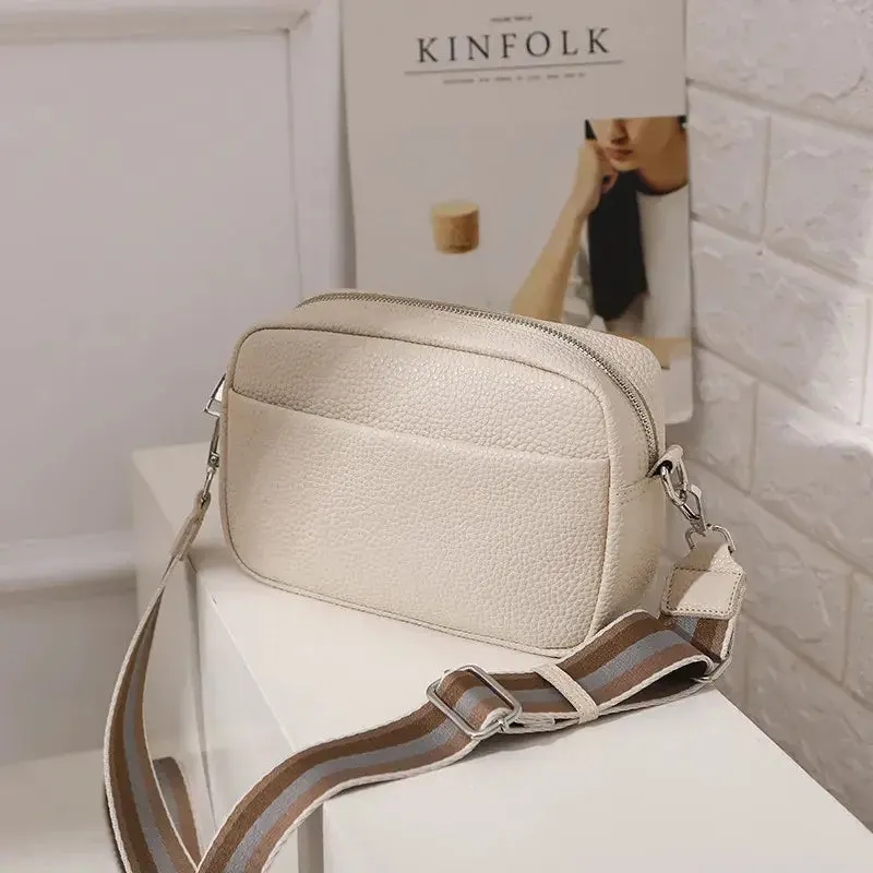 Rectangle Purse Handbag Tote with Guitar Strap: White