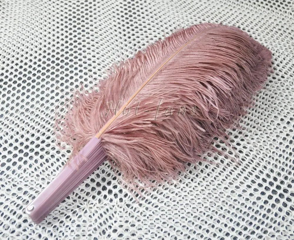 Single layer Beige wood Beginner’s Ostrich Feather Fan 25"x 45"
