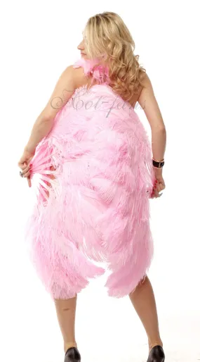 Single layer pink Beginner’s Ostrich Feather Fan 25"x 45"