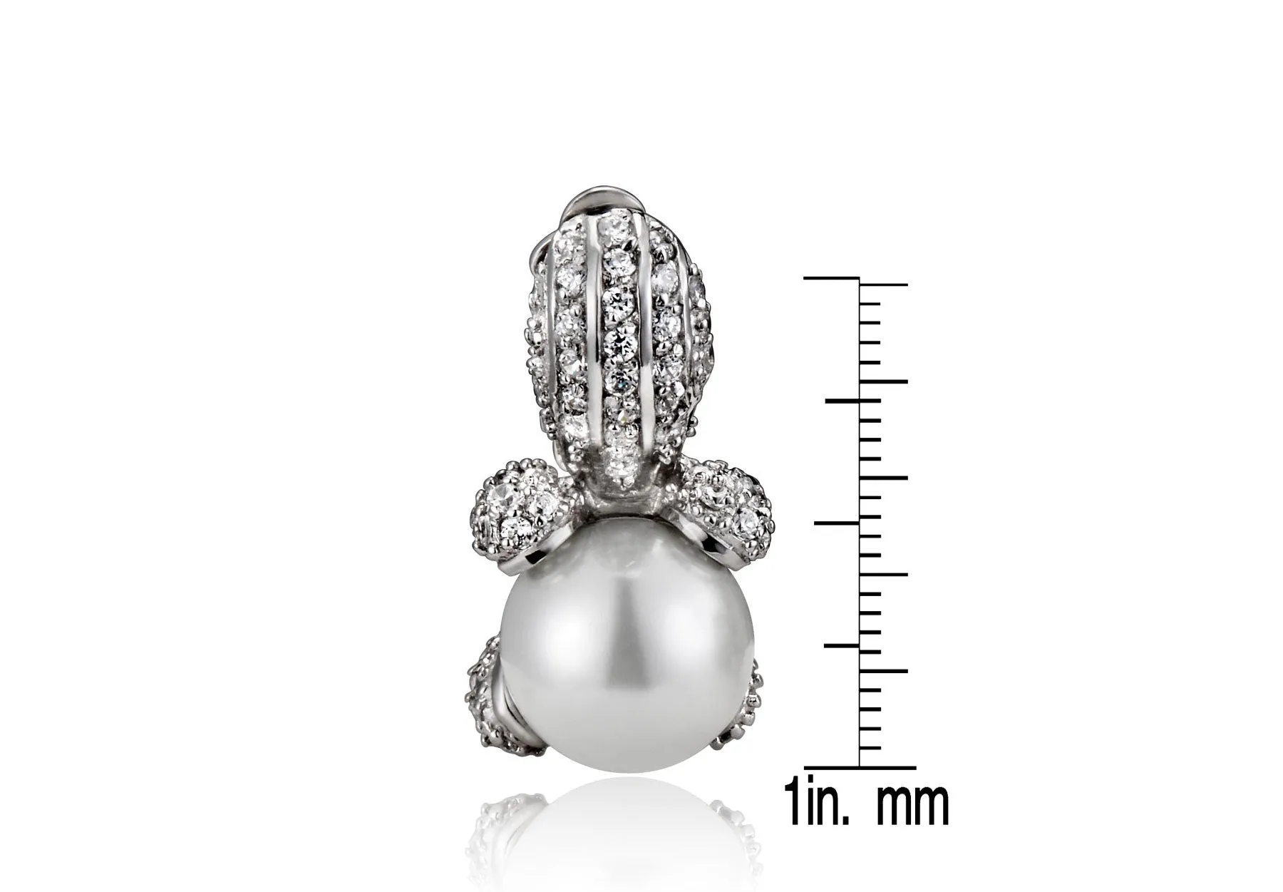 Sterling Silver Cubic Zirconia & Pearl Pear Drop Last Pair Earrings
