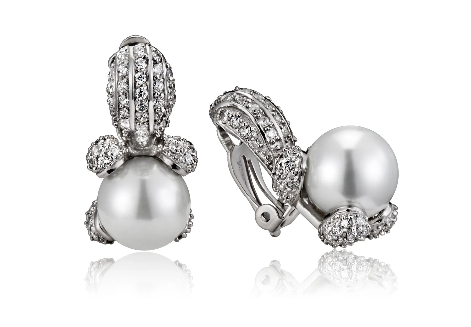 Sterling Silver Cubic Zirconia & Pearl Pear Drop Last Pair Earrings