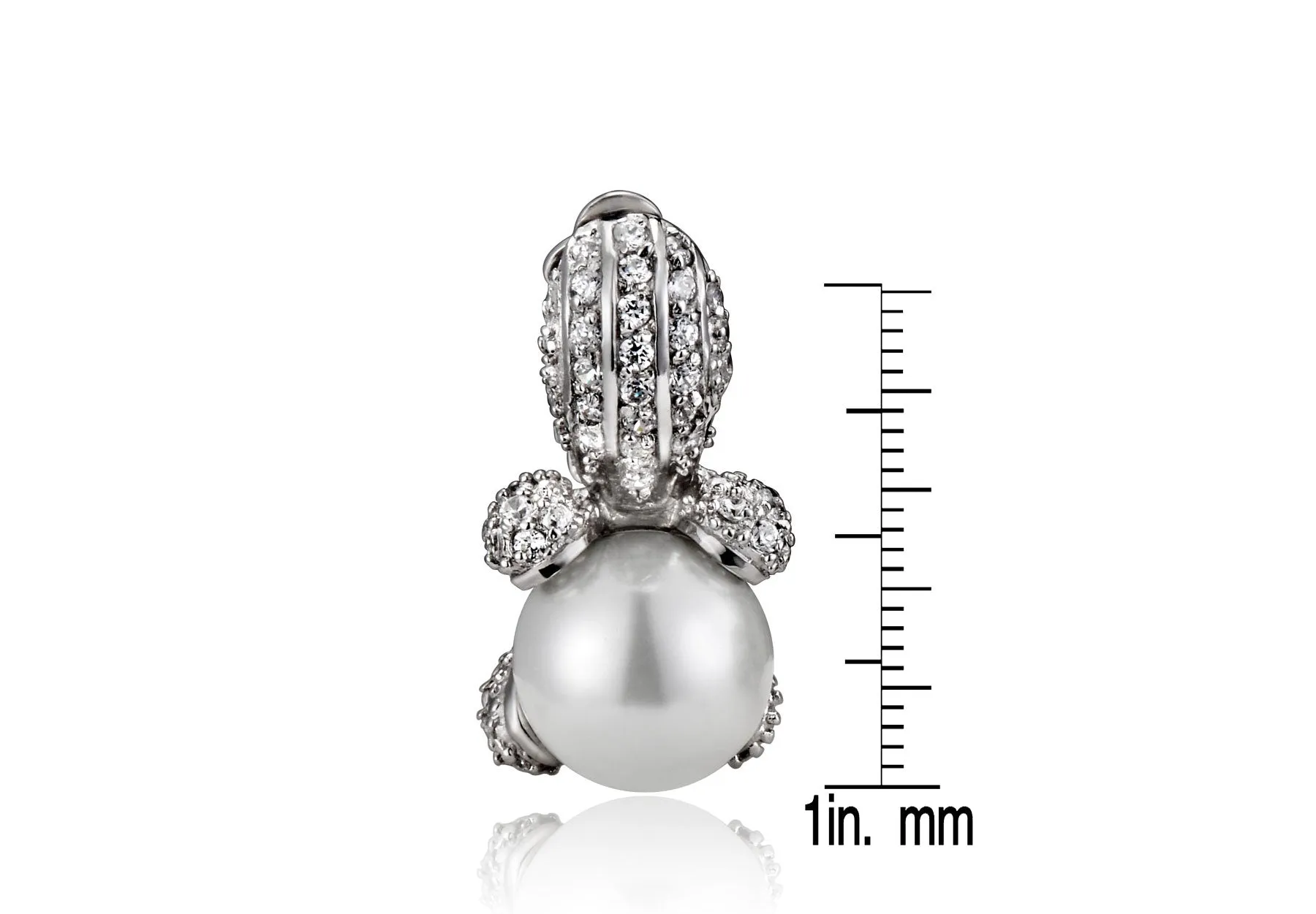 Sterling Silver Cubic Zirconia & Pearl Pear Drop Last Pair Earrings
