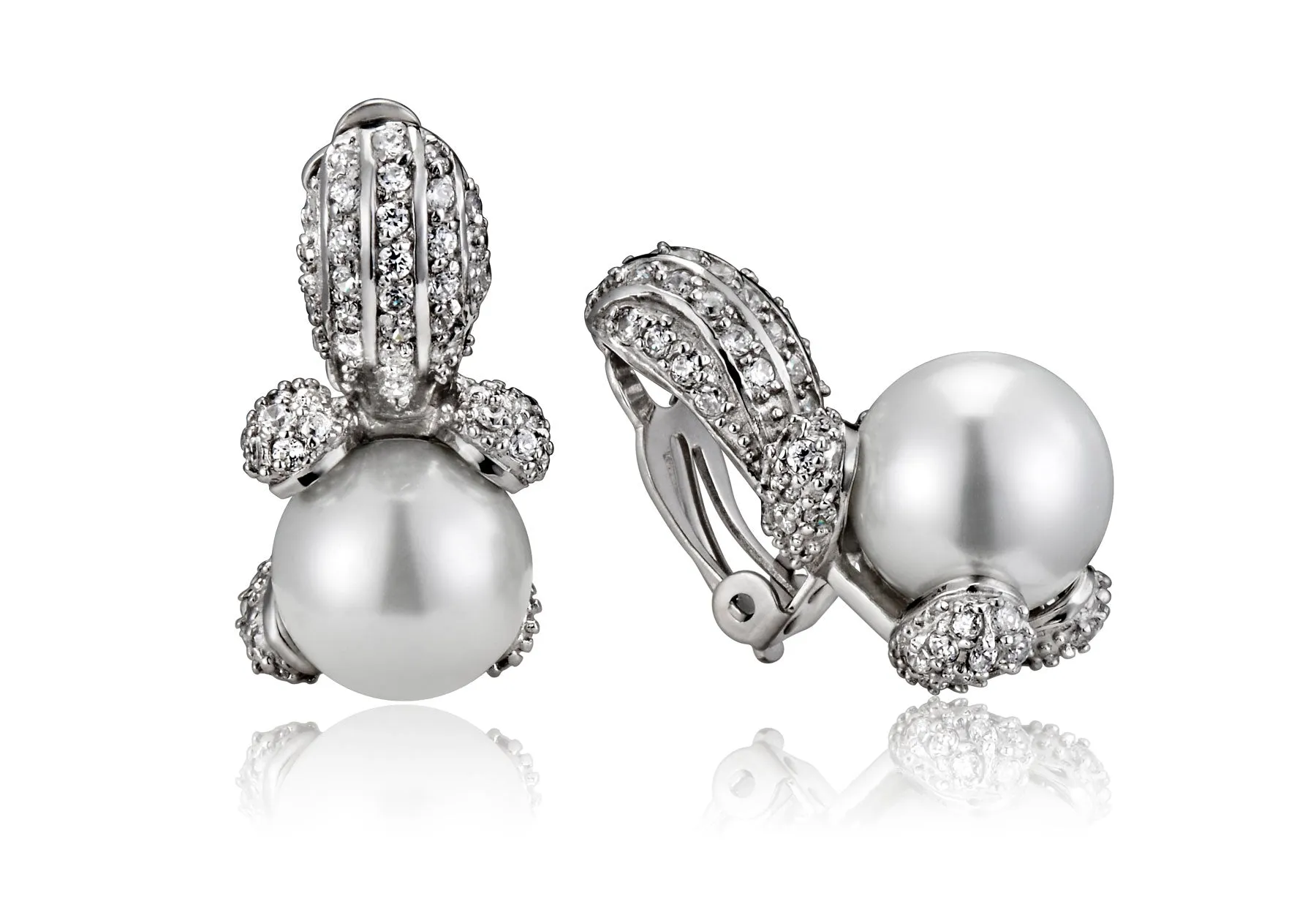 Sterling Silver Cubic Zirconia & Pearl Pear Drop Last Pair Earrings