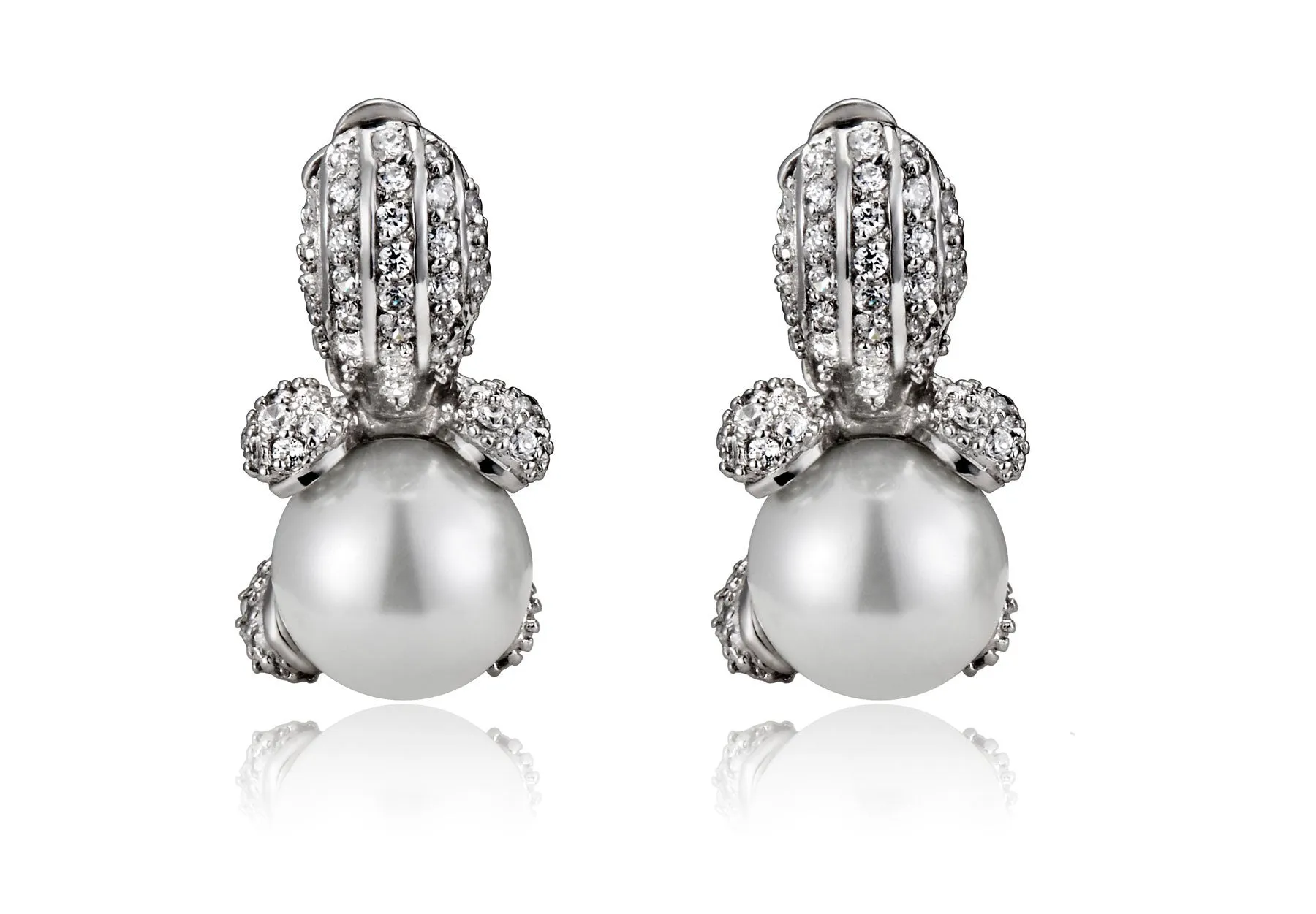 Sterling Silver Cubic Zirconia & Pearl Pear Drop Last Pair Earrings