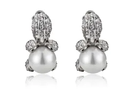 Sterling Silver Cubic Zirconia & Pearl Pear Drop Last Pair Earrings
