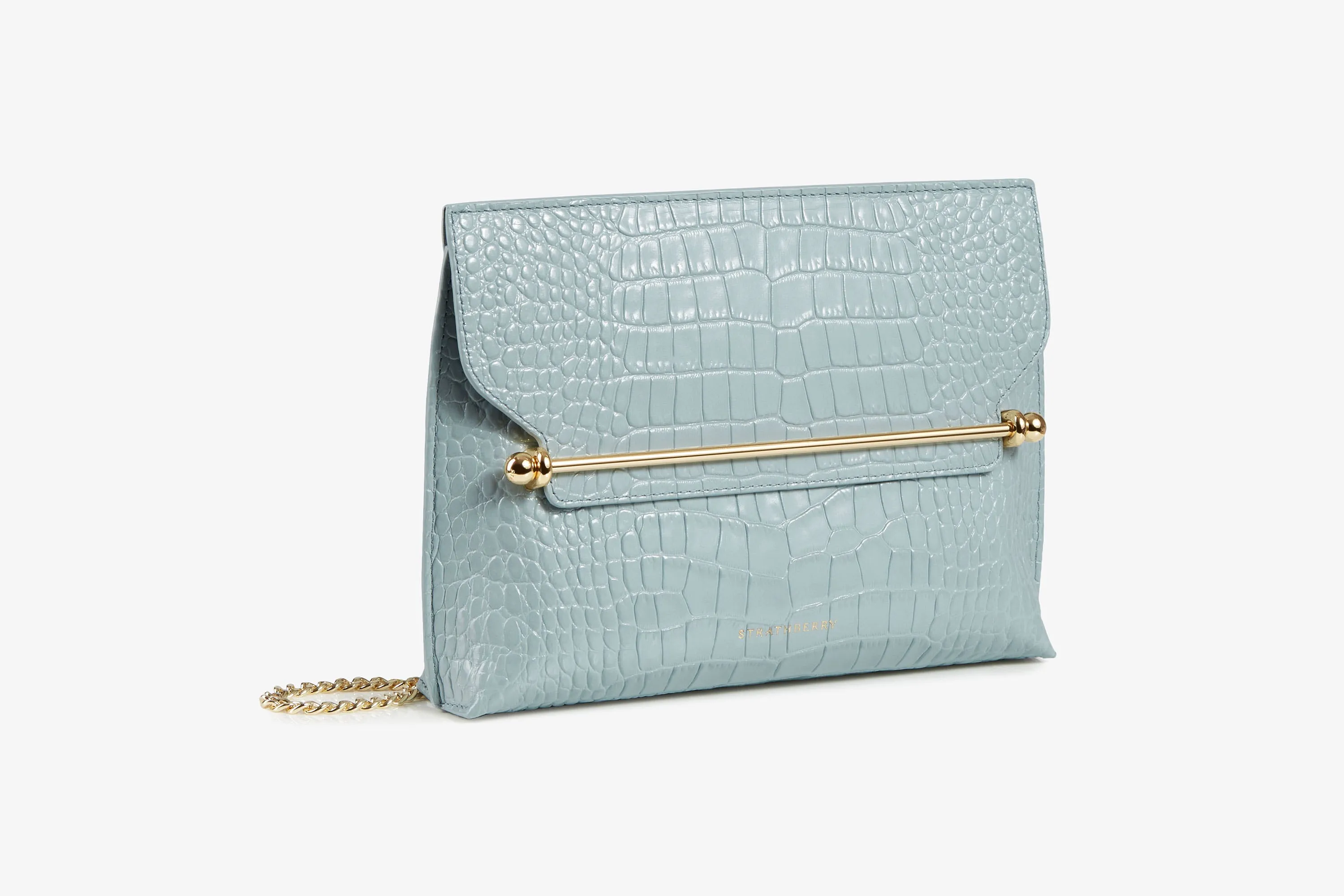 Stylist - Croc-Embossed Leather Duck Egg Blue