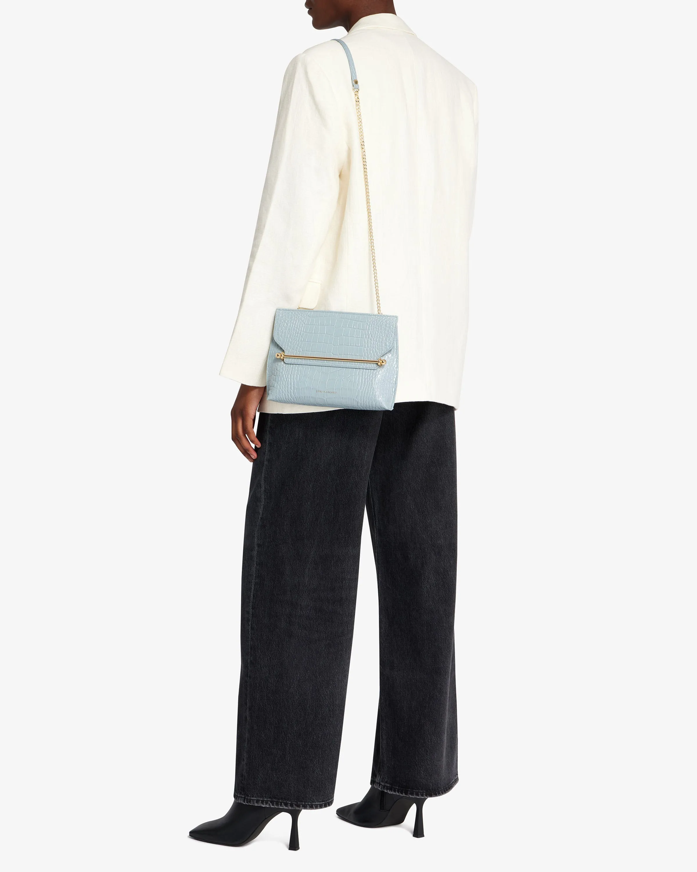Stylist - Croc-Embossed Leather Duck Egg Blue
