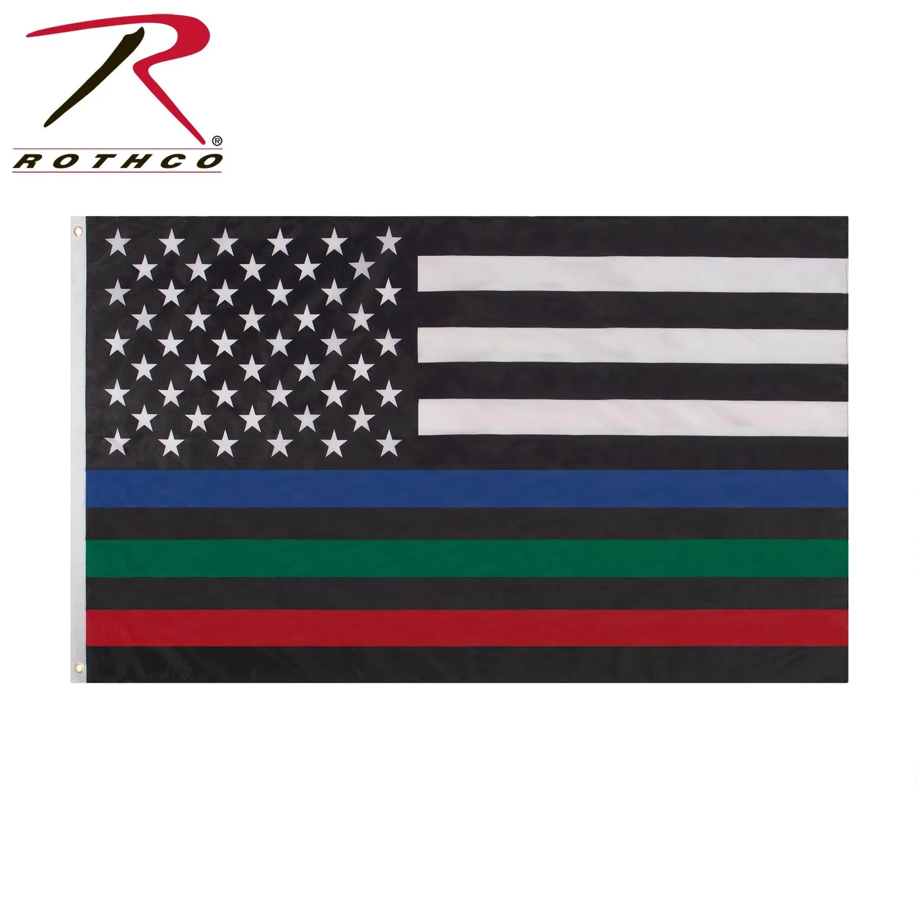 Thin Red, Blue, and Green Line US Flag - 3' x 5'