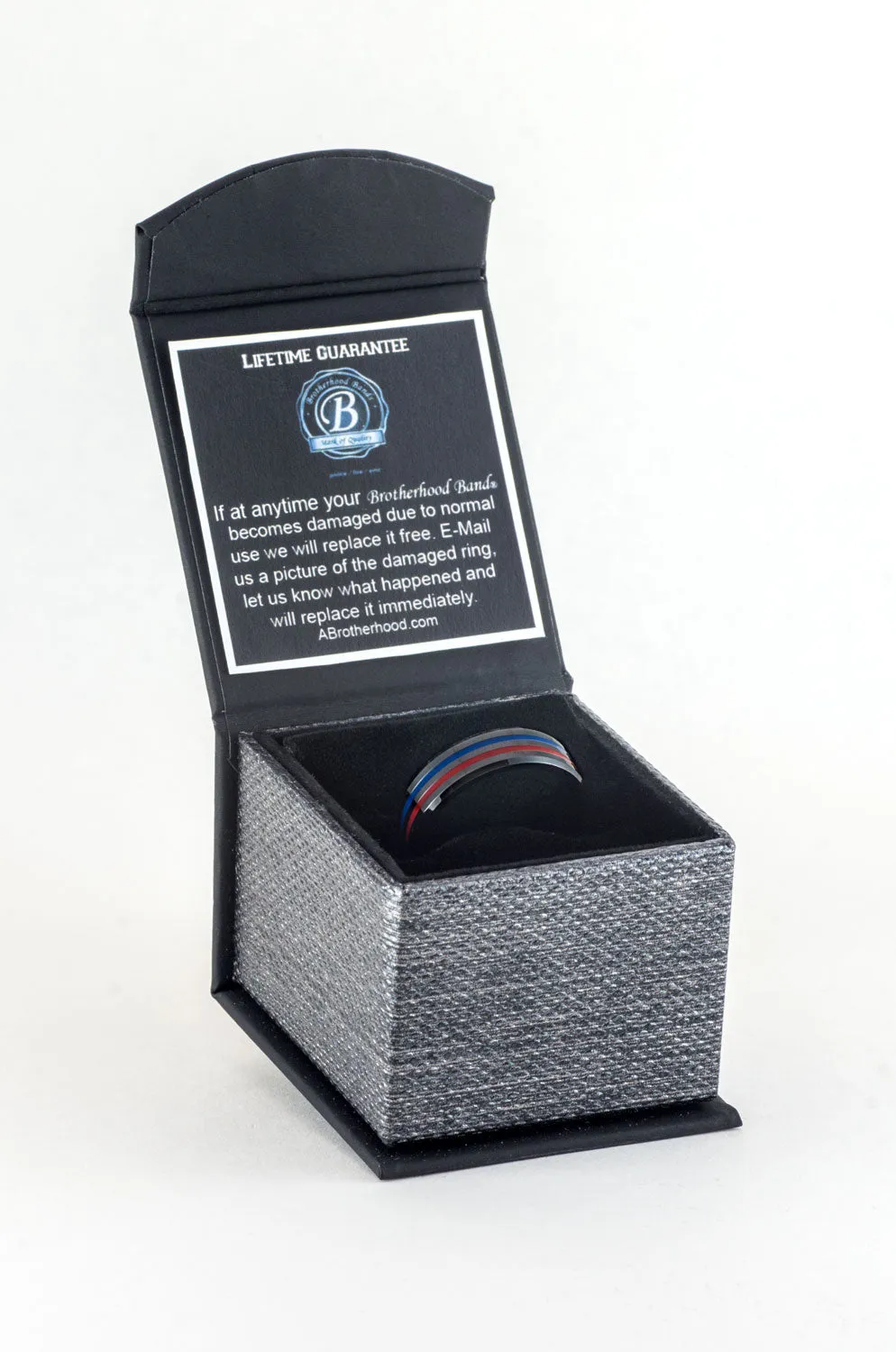 Thin Red Line Firefighter Ring - Beveled Silver Tungsten Carbide